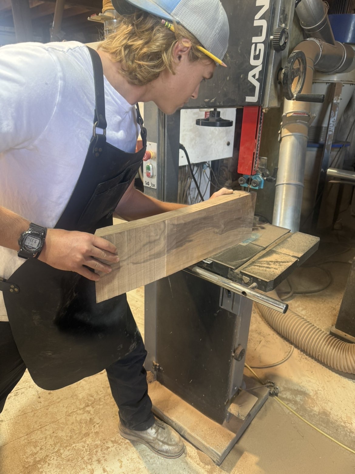 A local craftsperson shaping wood in a Central Coast workshop