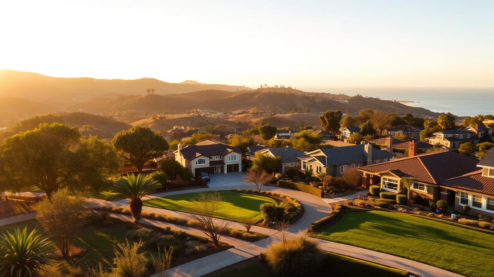 Homes on California's Central Coast at golden hour